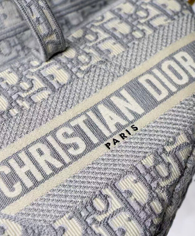 Christian Dior Saddle Original Oblique Embroidered Canvas Bag Gray